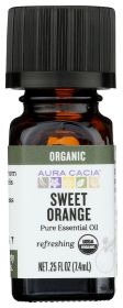 AURA CACIA: Organic Orange Sweet Essential Oil, 0.25 oz