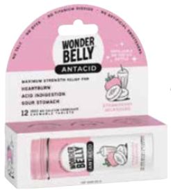 WONDERBELLY: Strawberry Milkshake Antacid Travel Size, 12 pc