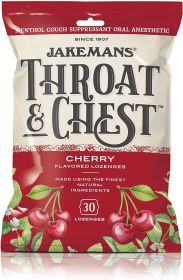 JAKEMANS: Lozenge Throat and Chest Menthol Cherry, 30 pc