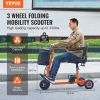VEVOR Foldable 3 Wheel Mobility Scooter for Seniors, Portable Electric Powered Mobility Scooter with 12 Mile Long Range