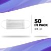 Face Masks Disposable One Size, White 4-Ply Polypropylene Disposable Face Masks 50 Pack