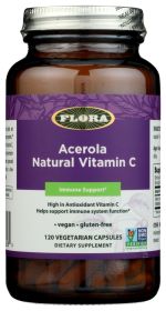 FLORA HEALTH: Acerola Natural Vitamin C Capsules, 120 vc