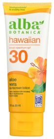 ALBA BOTANICA: Hawaiian Sunscreen Aloe Vera Sunscreen Lotion SPF 30, 3 oz