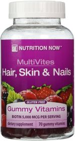 NUTRITION NOW: MultiVites Gummy Vitamins For Hair Skin And Nails, 70 pc