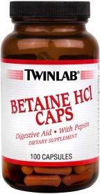 TWINLAB: Betaine HCl Caps, 100 cp
