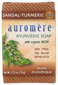 AUROMERE: Sandal Turmeric Ayurvedic Soap, 2.75 oz