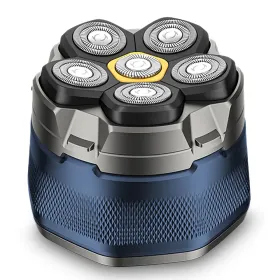 Cordless Electric Head Shaver For Men 6D Magnetic Floating Head IPX6 Waterproof Wet Dry Shaving Electric Razor Type-C Rechargeable Trimmer With LED Di (Option: Blue)